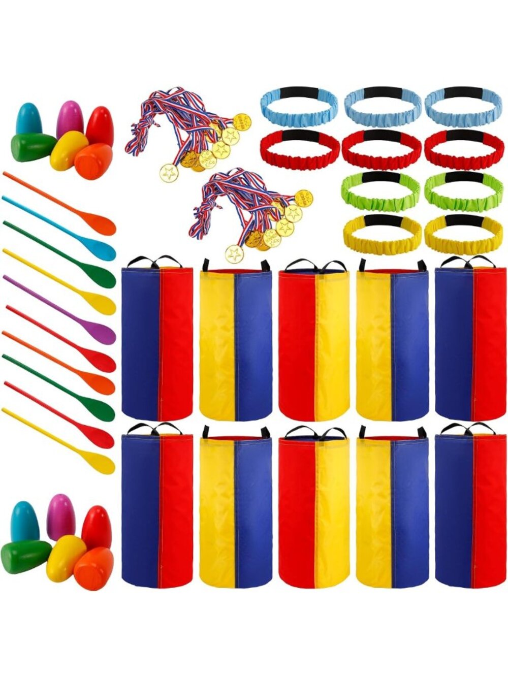 40 PCS Potato Sack Race Bags & 3-Legged Race Bands | Fun Outdoor Games for